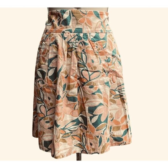 J. Crew Women's A-Line Cotton Skirt Size 0 Multicolor Pockets Knee Length Lined - Picture 2 of 8